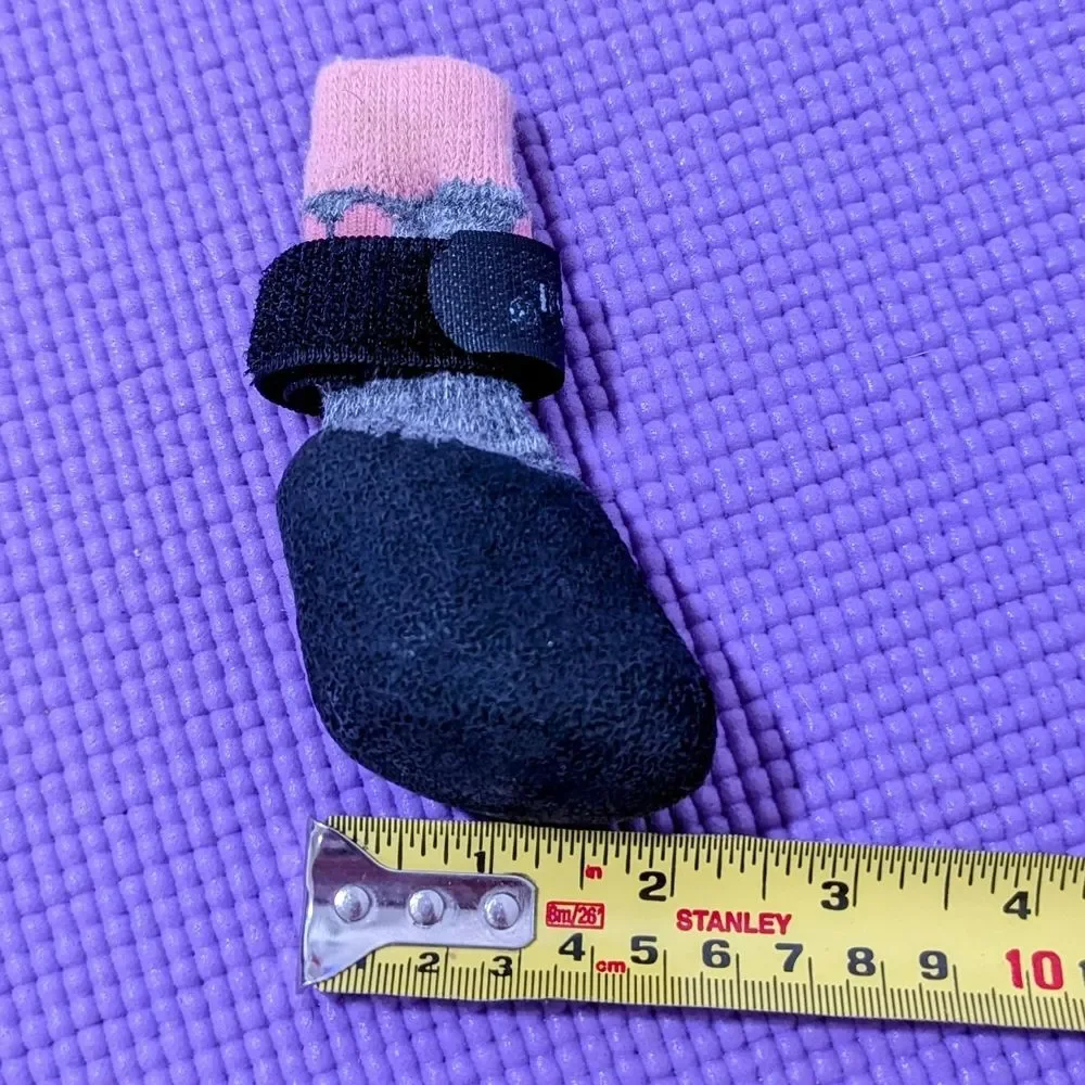 Pink & Gray Anti-slip Dog Socks & Paw Stickers Bundle XS/S